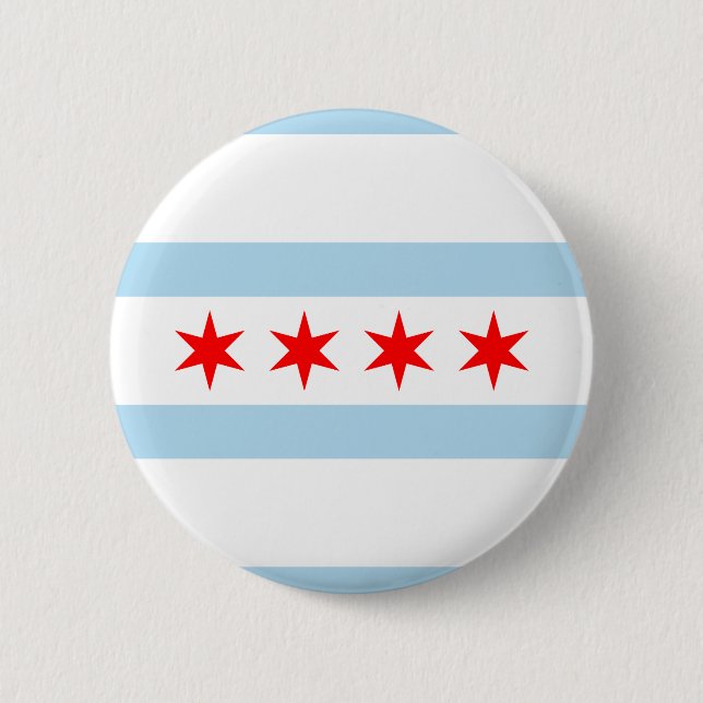 Flag of Chicago, Illinois Button (Front)
