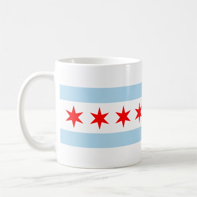 Flag of Chicago, Illinois Coffee Mug (Left)