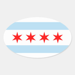 Flag of Chicago, Illinois Oval Sticker