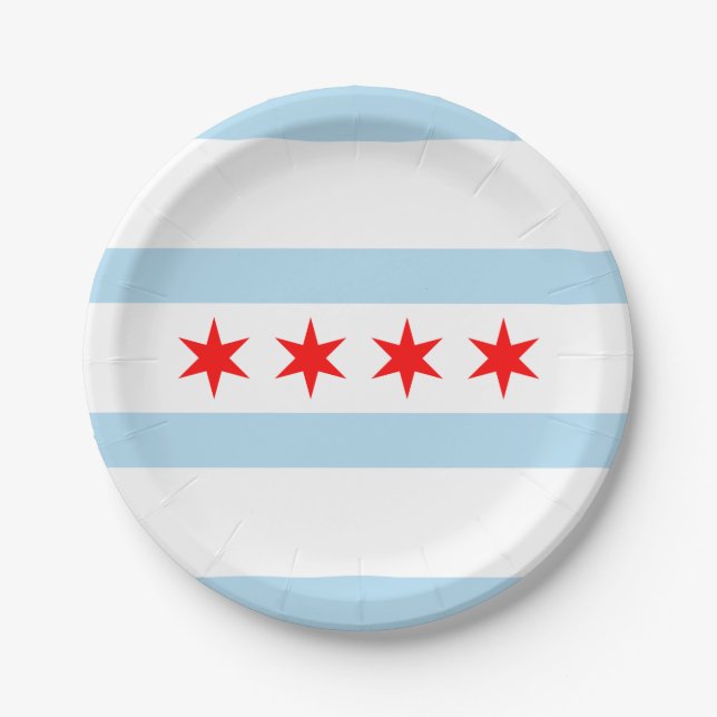 Flag of Chicago, Illinois Paper Plate (Front)