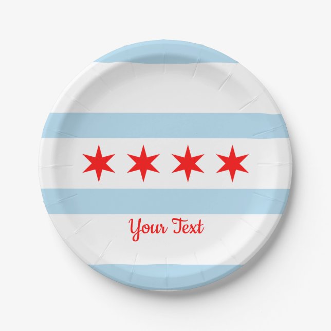 Flag of Chicago, Illinois Paper Plates (Front)