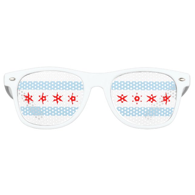 Flag of Chicago, Illinois Retro Sunglasses (Front)