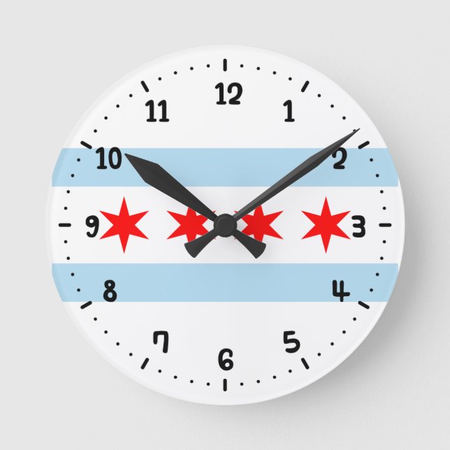 Flag of Chicago, Illinois  Round Clock (Front)
