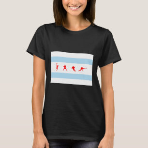 Flag Of Chicago Illinois Sketll Sell Footll Hockey T-Shirt