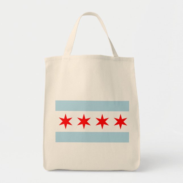 Flag of Chicago Organic Grocery Tote Bag (Front)