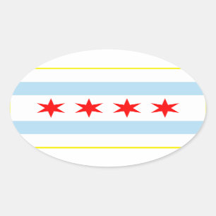 Flag of Chicago t shirt Oval Sticker
