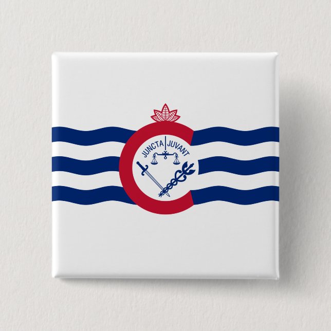 Flag of Cincinnati (Ohio) 15 Cm Square Badge (Front)
