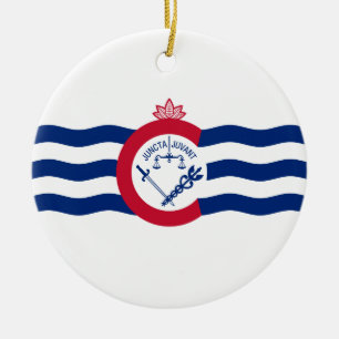 Flag of Cincinnati (Ohio) Ceramic Tree Decoration