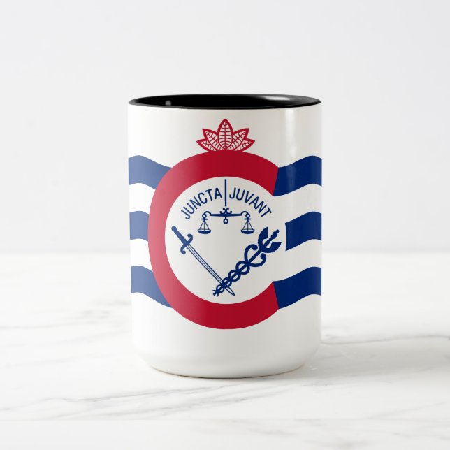 Flag of Cincinnati (Ohio) Two-Tone Coffee Mug (Center)