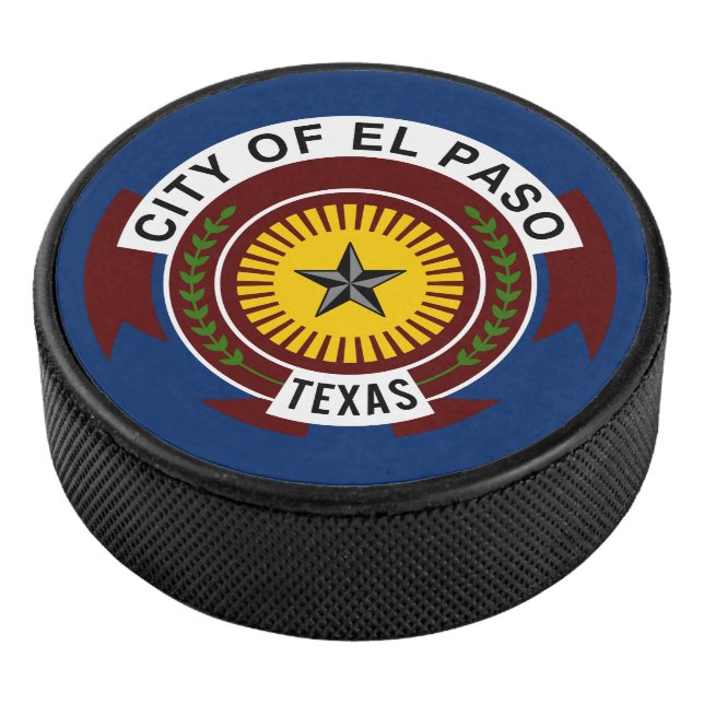Flag of City of El Paso, Texas Hockey Puck (3/4)