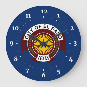 Flag of City of El Paso, Texas Large Clock