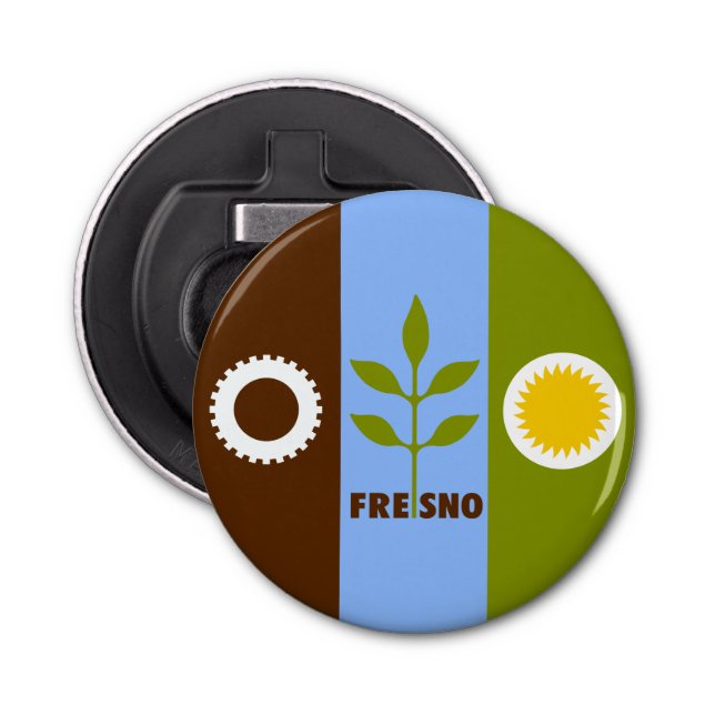 Flag of city of Fresno, California Bottle Opener (Front)