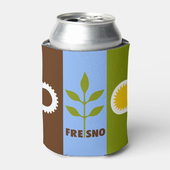 Flag of city of Fresno, California Can Cooler (Can Front)