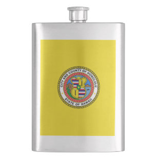 Flag of city of Honolulu, Hawaii Flask