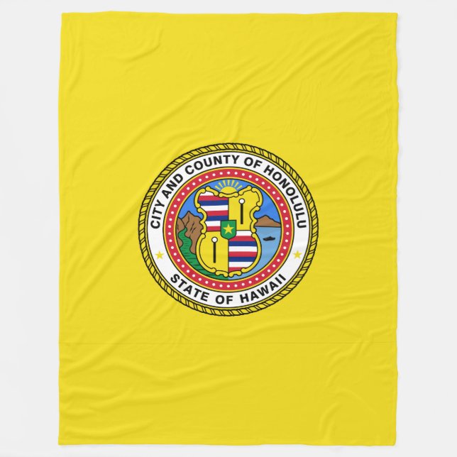 Flag of city of Honolulu, Hawaii Fleece Blanket (Front)
