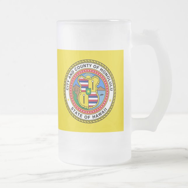 Flag of city of Honolulu, Hawaii Frosted Glass Bee Frosted Glass Beer Mug (Right)