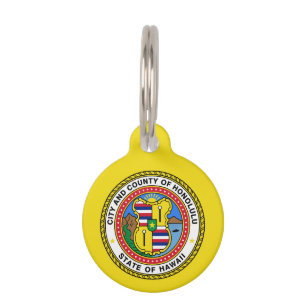 Flag of city of Honolulu, Hawaii Pet ID Tag