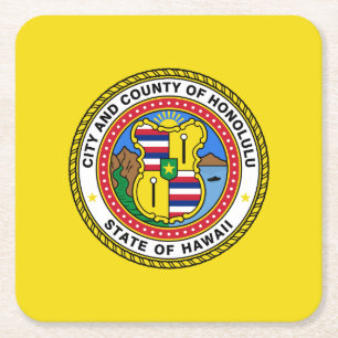 Flag of city of Honolulu, Hawaii Square Paper Coas Coaster