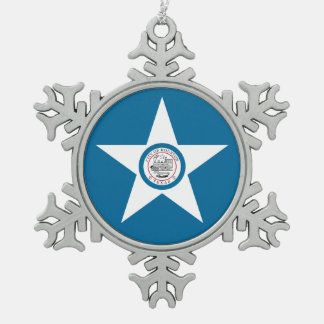 Flag of city of Houston, Texas Snowflake Pewter Ch Christmas Ornament