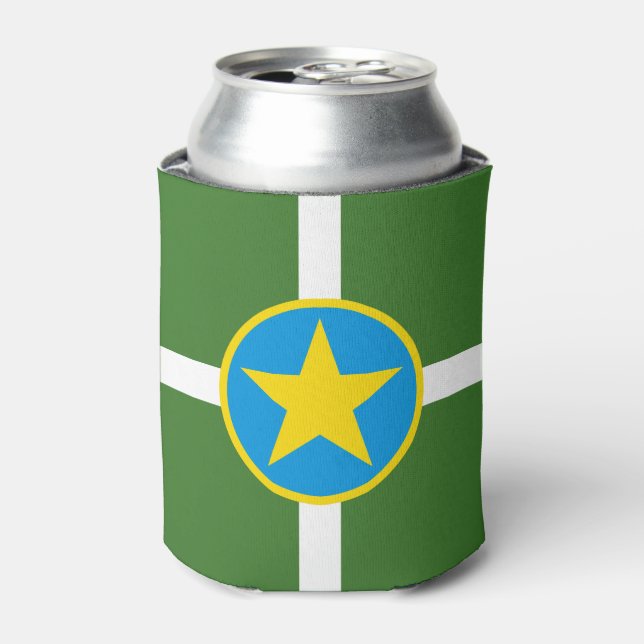 Flag of city of Jackson, Mississippi Can Cooler (Can Front)
