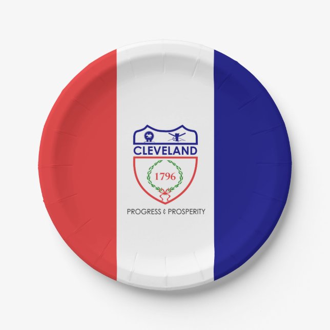 Flag of Cleveland, Ohio Paper Plate (Front)
