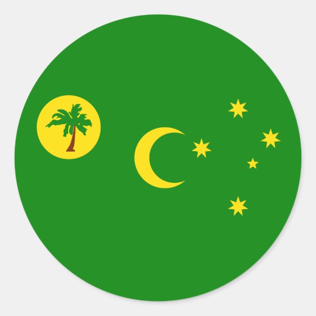 Flag of Cocos (Keeling) Islands Classic Round Sticker (Front)