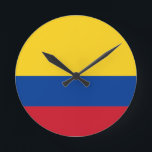 Flag of Colombia Round Clock<br><div class="desc">Flag of Colombia - Tricolor Nacional</div>