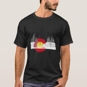 Flag Of Colorado Mountain Ski Skiing Outdoors T-Shirt