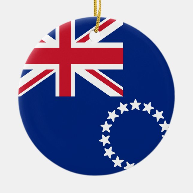 Flag of Cook Islands Ceramic Tree Decoration (Front)