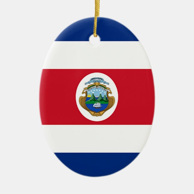 Flag of Costa Rica Ceramic Tree Decoration (Front)