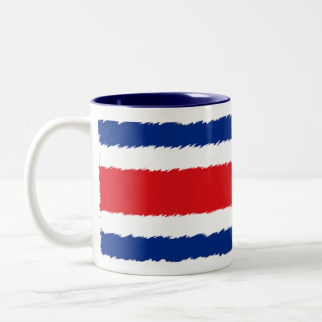 Flag of Costa Rica Two-Tone Coffee Mug (Left)