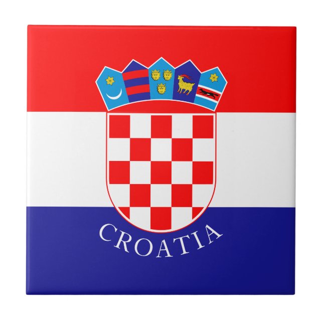 Flag of Croatia With Custom Text Ceramic Tile (Front)