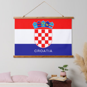 Flag of Croatia With Custom Text Hanging Tapestry