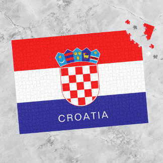 Flag of Croatia With Custom Text Jigsaw Puzzle