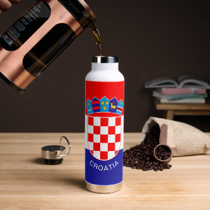 Flag of Croatia With Custom Text Water Bottle