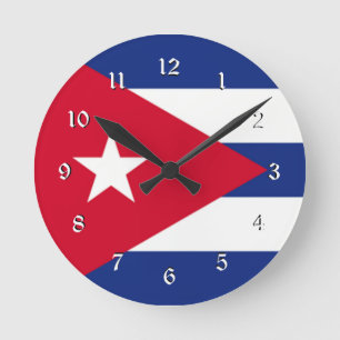 Flag of Cuba Round Clock