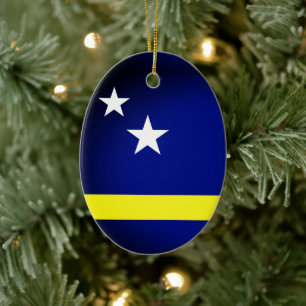 Flag of Curaçao Ceramic Tree Decoration