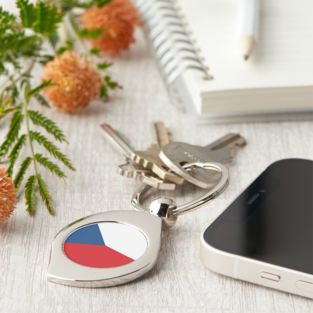 Flag of Czechia Key Ring (Side)