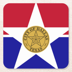 Flag of Dallas, Texas Square Paper Coaster