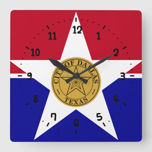 Flag of Dallas, Texas Square Wall Clock (Front)