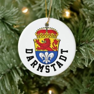 Flag of Darmstadt, Germany Ceramic Tree Decoration
