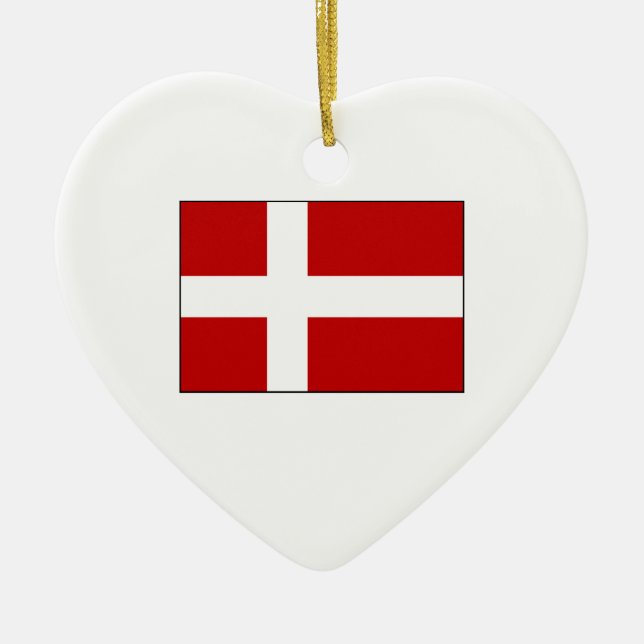 Flag of Denmark Ceramic Tree Decoration (Front)