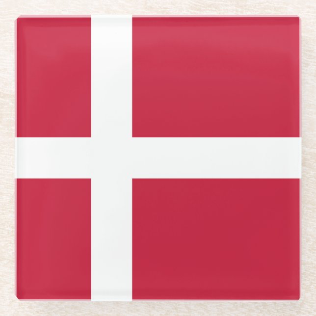 Flag of Denmark Glass Coaster (Front)