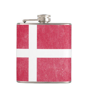 Flag of Denmark Grunge Hip Flask