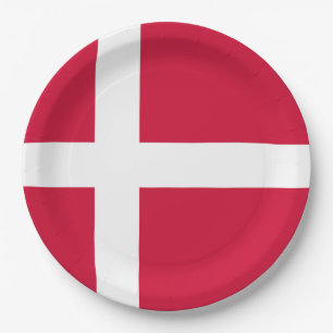 Flag of Denmark or Danish Cloth Paper Plate