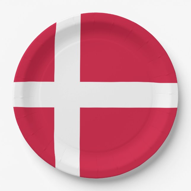 Flag of Denmark or Danish Cloth Paper Plate (Front)