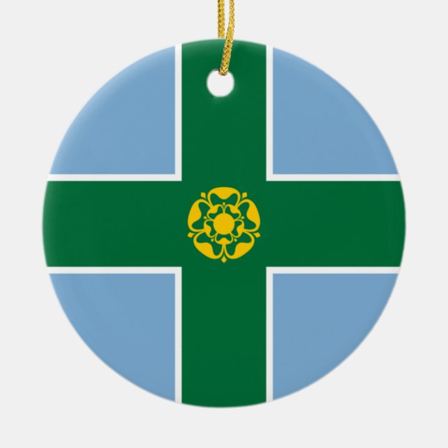 Flag of Derbyshire (County of England, UK) Ceramic Tree Decoration (Front)
