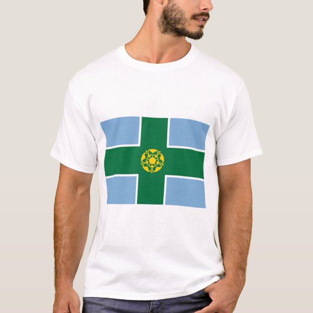 Flag of Derbyshire (County of England, UK) T-Shirt (Front)
