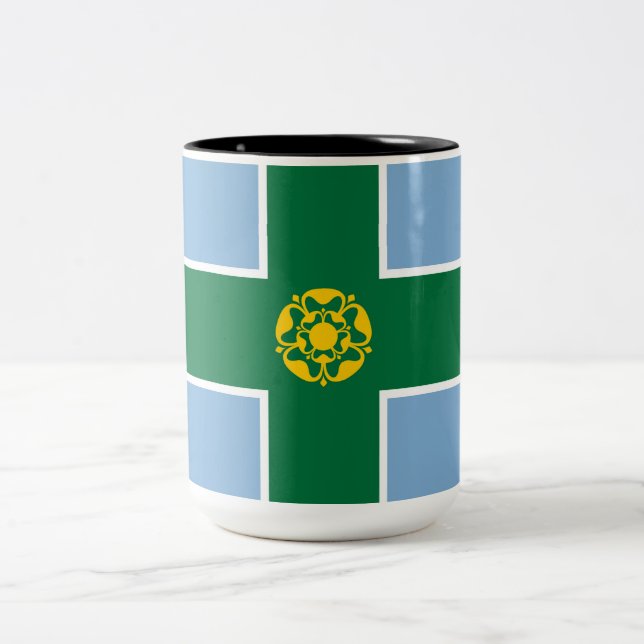 Flag of Derbyshire (County of England, UK) Two-Tone Coffee Mug (Center)