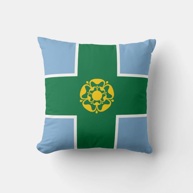 Flag of Derbyshire Throw Pillow (Front)